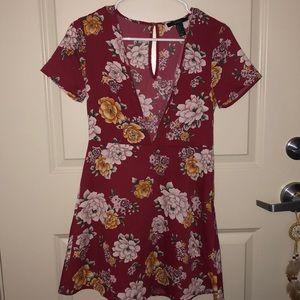 Forever 21 Flowery Plunging V-Neck Dress